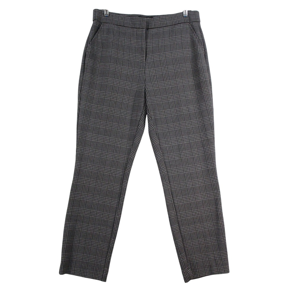 Banana Republic Womens 10 Grey Plaid Ankle Dress Pants Straight Leg Career